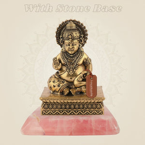 Brass Divine Gift Lord Kuber Idol on stone base