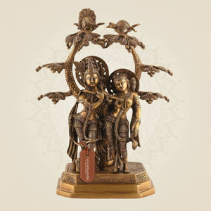 Brass Divine Radha Krishna Under Tree Idol