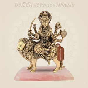 Brass Durga Murti on Lion