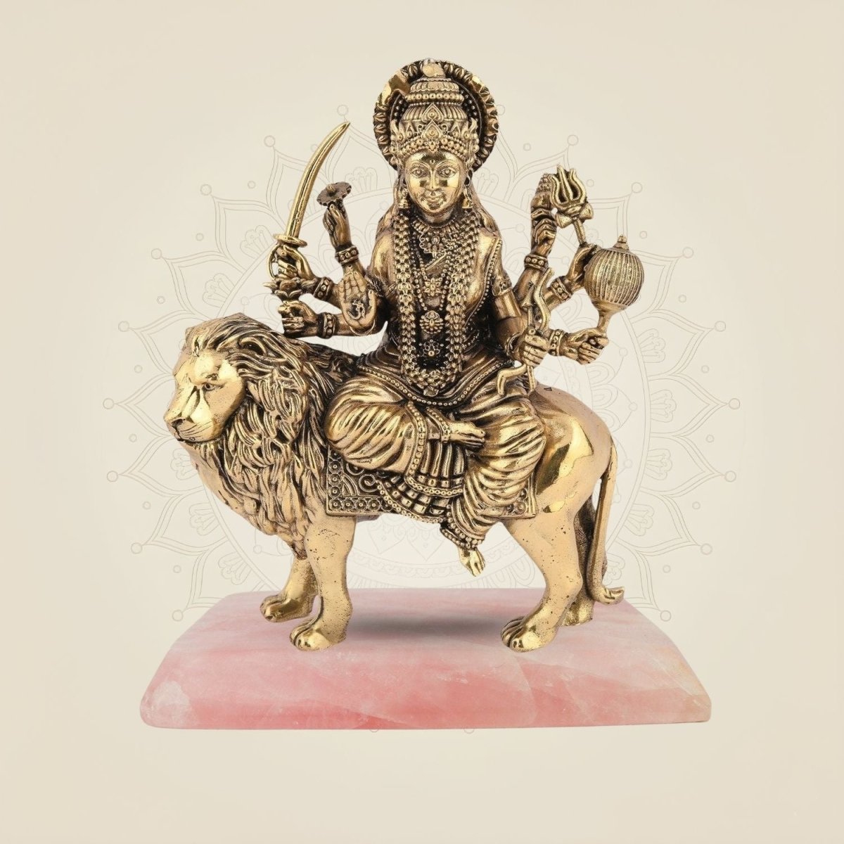 Brass Durga Murti on Lion