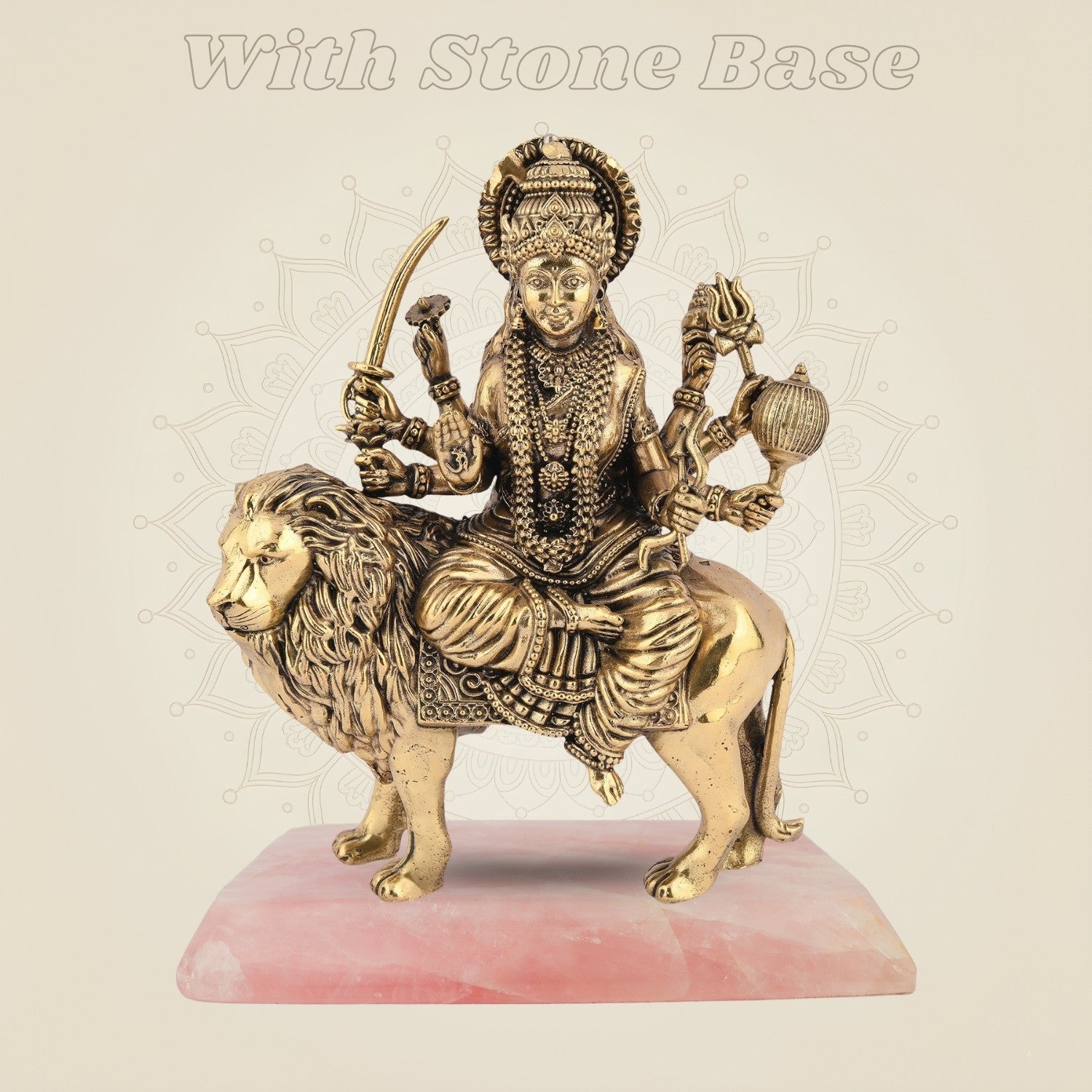 Brass Durga Murti on Lion