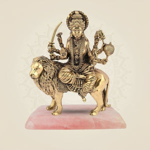 Brass Durga Murti on Lion