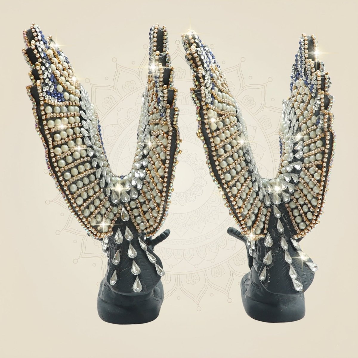 Brass Eagle Showpiece 7.5" with Rhinestone Work for Home Decor - Luxeartisanship