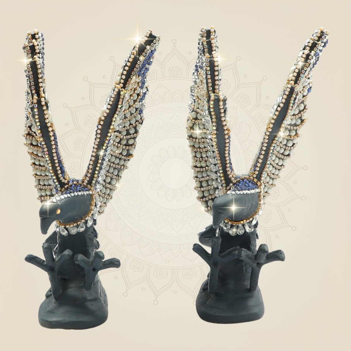 Brass Eagle Showpiece 7.5" with Rhinestone Work for Home Decor - Luxeartisanship