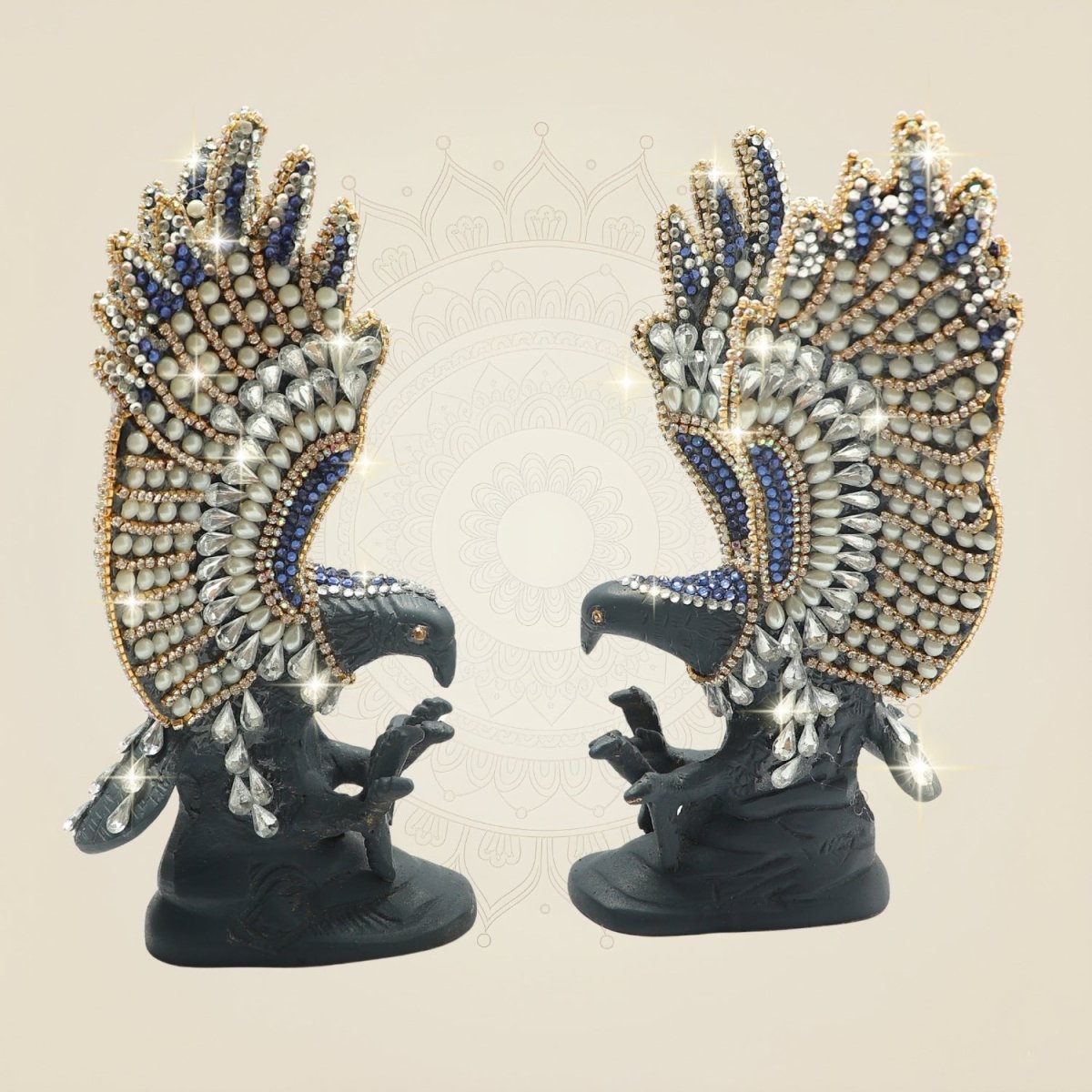 Brass Eagle Showpiece 7.5" with Rhinestone Work for Home Decor - Luxeartisanship