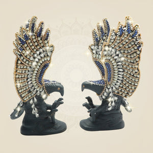 Brass Eagle Showpiece 7.5" with Rhinestone Work for Home Decor - Luxeartisanship