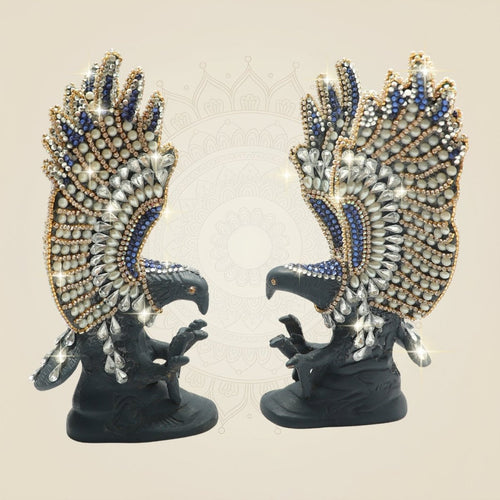 Brass Eagle Showpiece 7.5" with Rhinestone Work for Home Decor