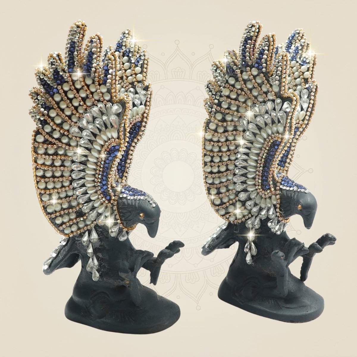 Brass Eagle Showpiece 7.5" with Rhinestone Work for Home Decor - Luxeartisanship