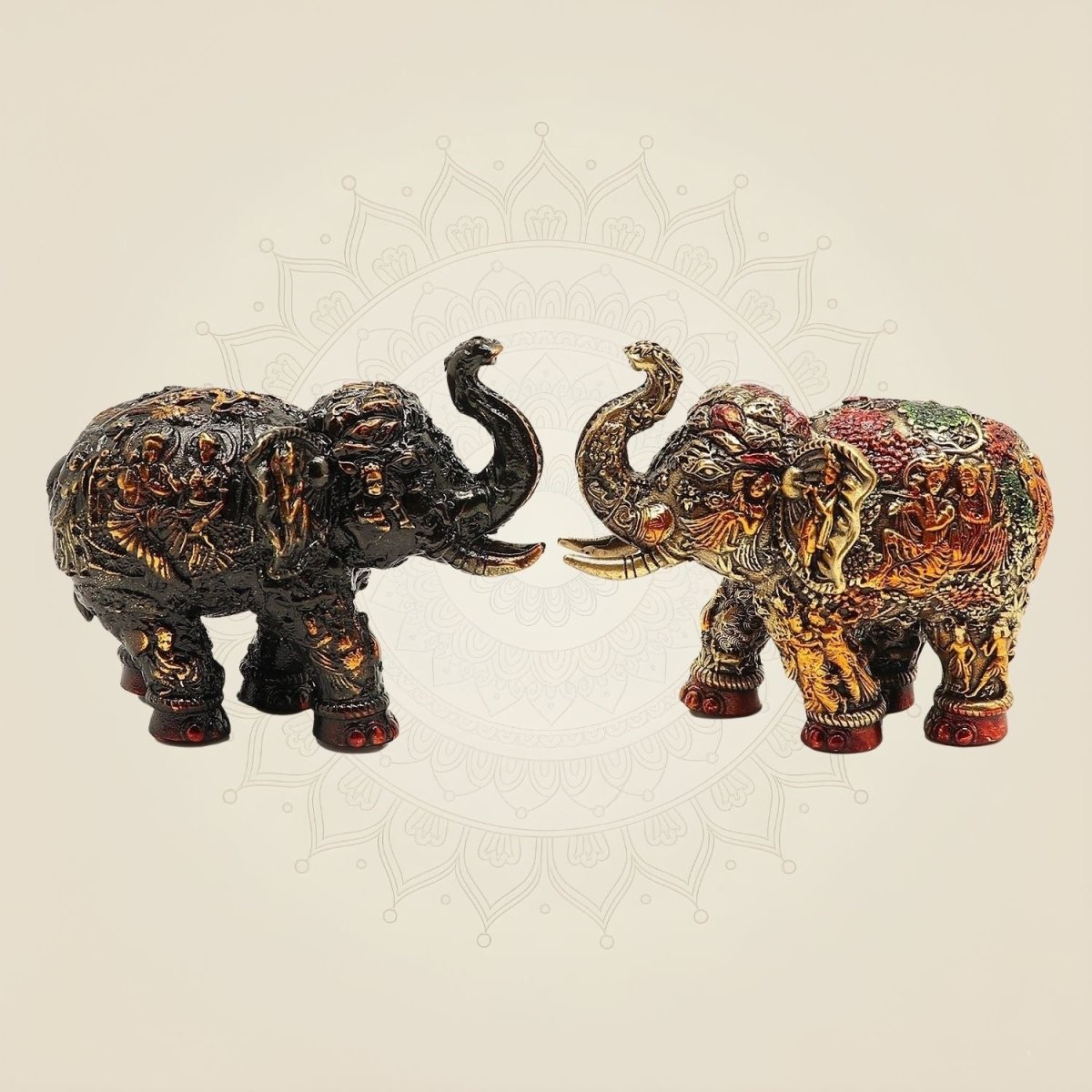 Brass Elephant Pair of 2 Figurines