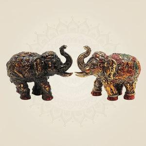Brass Elephant Pair of 2 Figurines