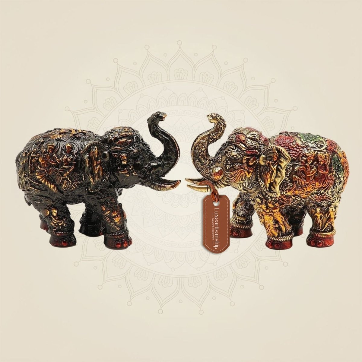 Brass Elephant Pair of 2 Figurines