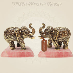 Brass Elephant with stone base