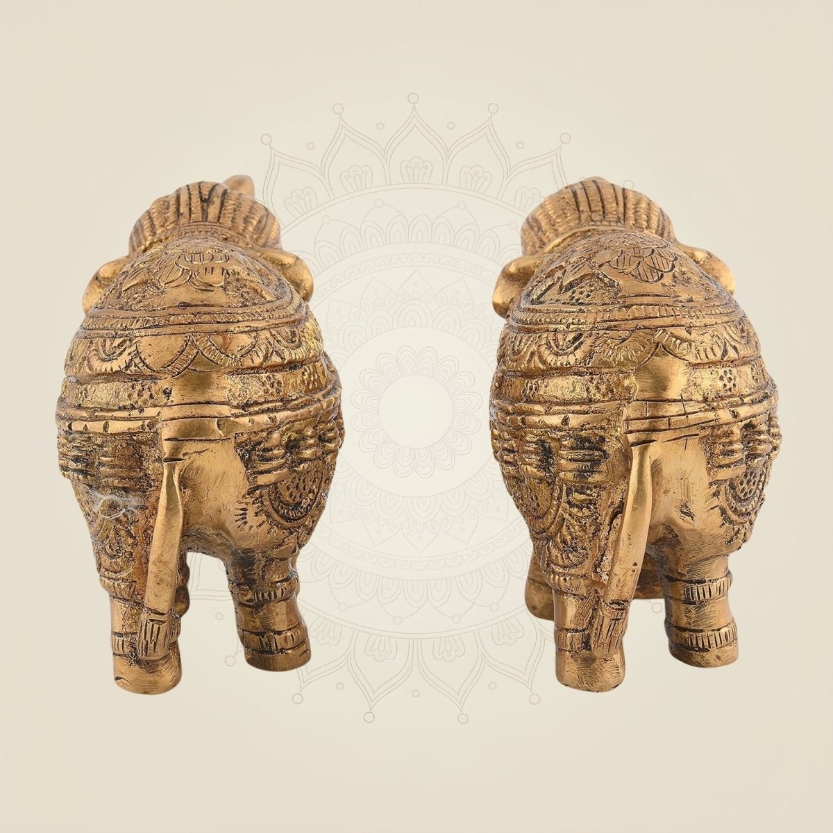 Brass Elephant Pair Vastu Decor Showpiece for Home & Office