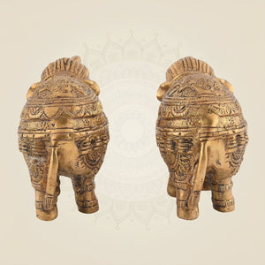 Brass Elephant Pair Vastu Decor Showpiece for Home & Office