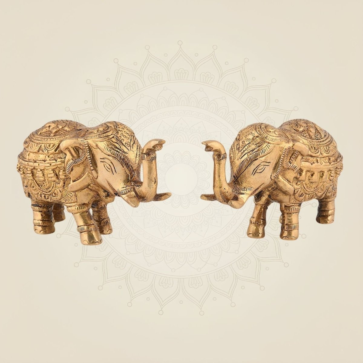Brass Elephant Pair Handcrafted Vastu Decor