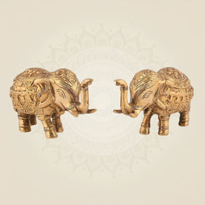 Brass Elephant Pair Handcrafted Vastu Decor