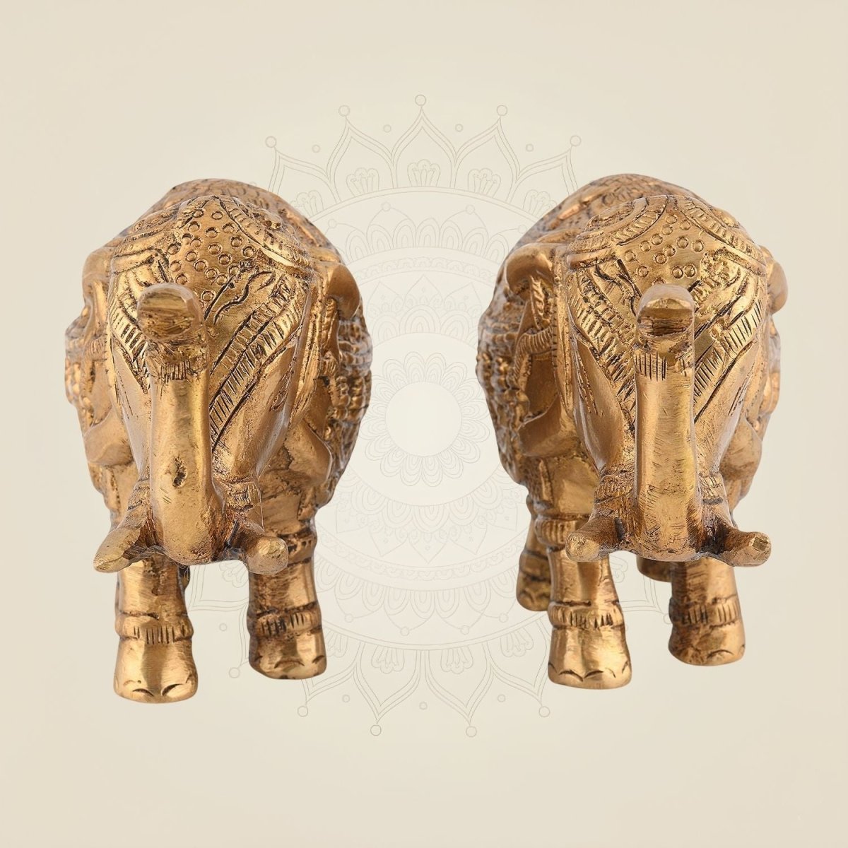 Pure Brass Elephant Pair Showpiece for Home & Office