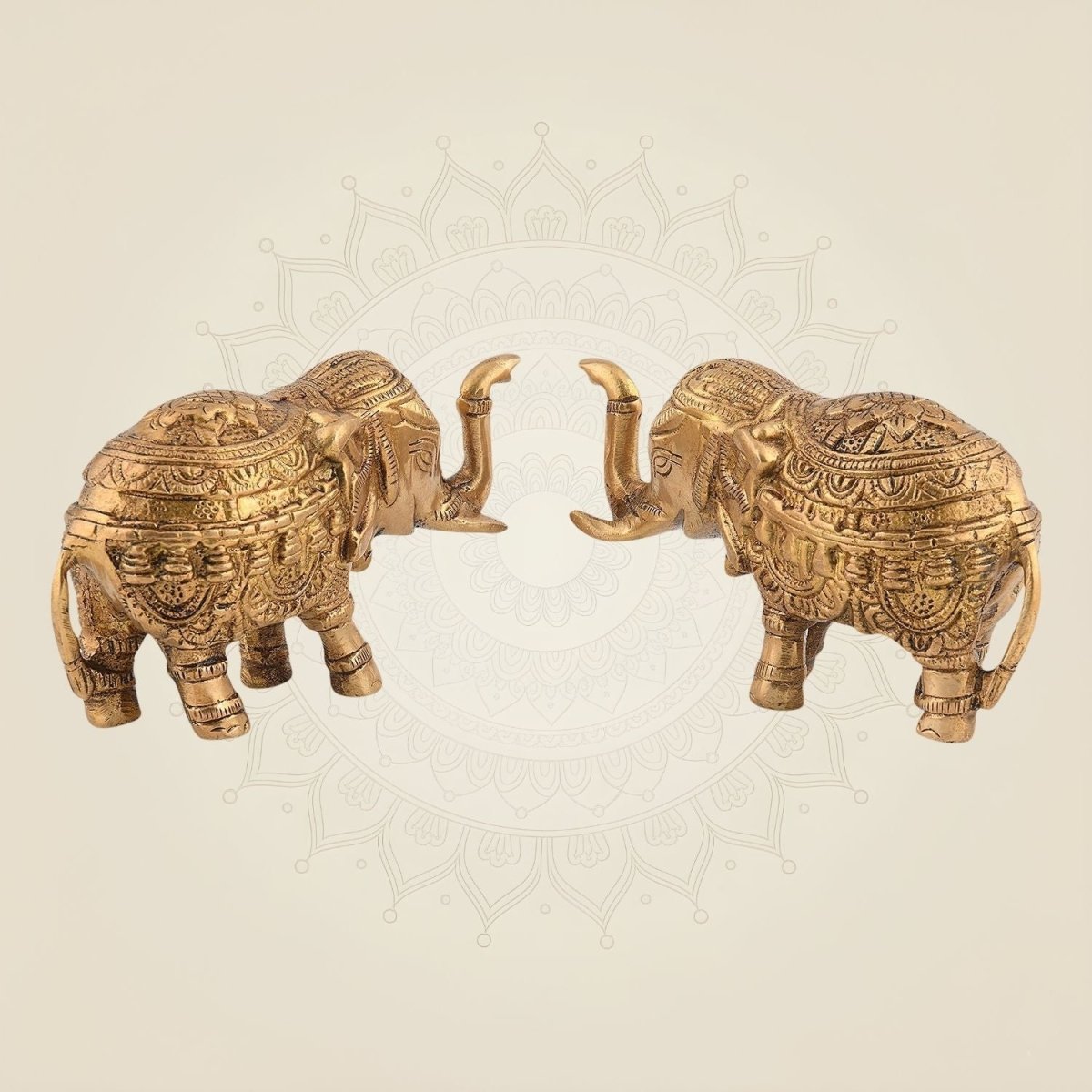 3 Inch Handcrafted Brass Elephant Pair