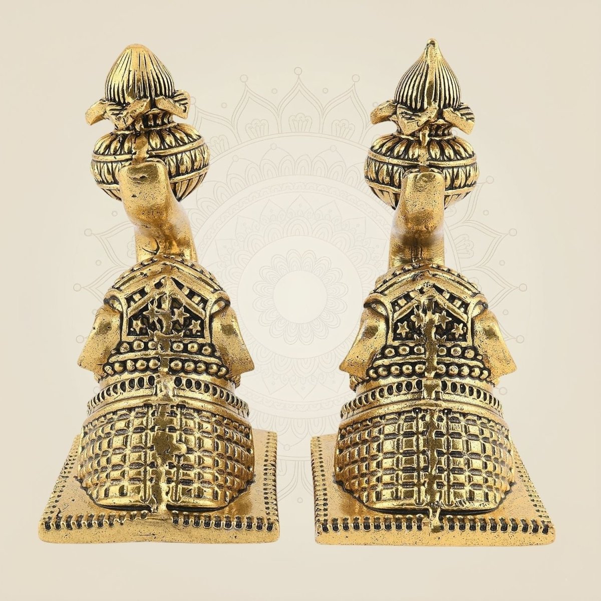 Brass Elephant Pair 4" - Handcrafted Pure Brass Decor Figurines (Set of 2) - Luxeartisanship