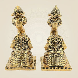Brass Elephant Pair 4" - Handcrafted Pure Brass Decor Figurines (Set of 2) - Luxeartisanship