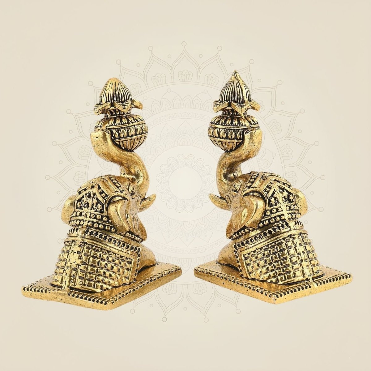Brass Elephant Pair 4" - Handcrafted Pure Brass Decor Figurines (Set of 2) - Luxeartisanship