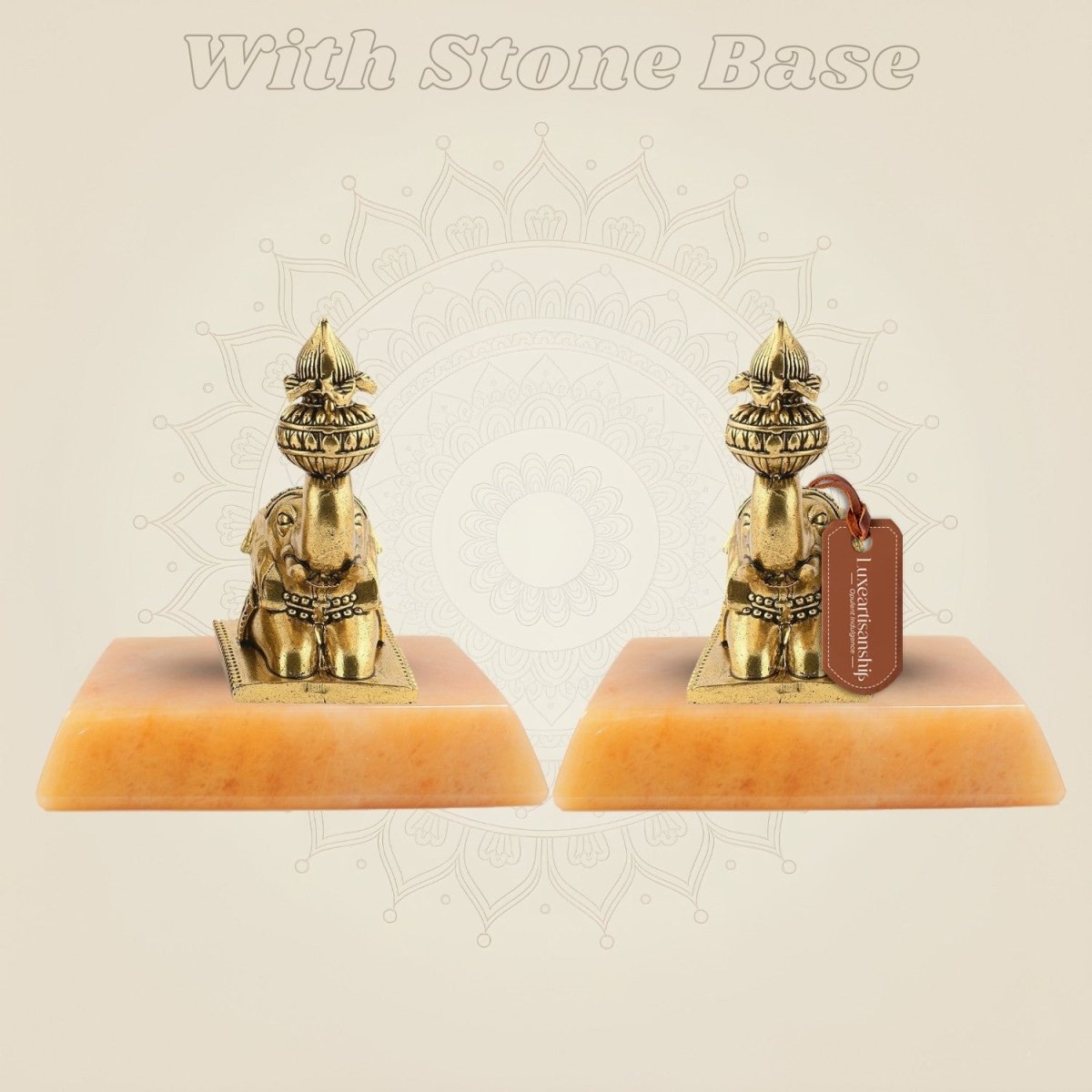 Brass Elephant Pair 4" - Handcrafted Pure Brass Decor Figurines (Set of 2) - Luxeartisanship