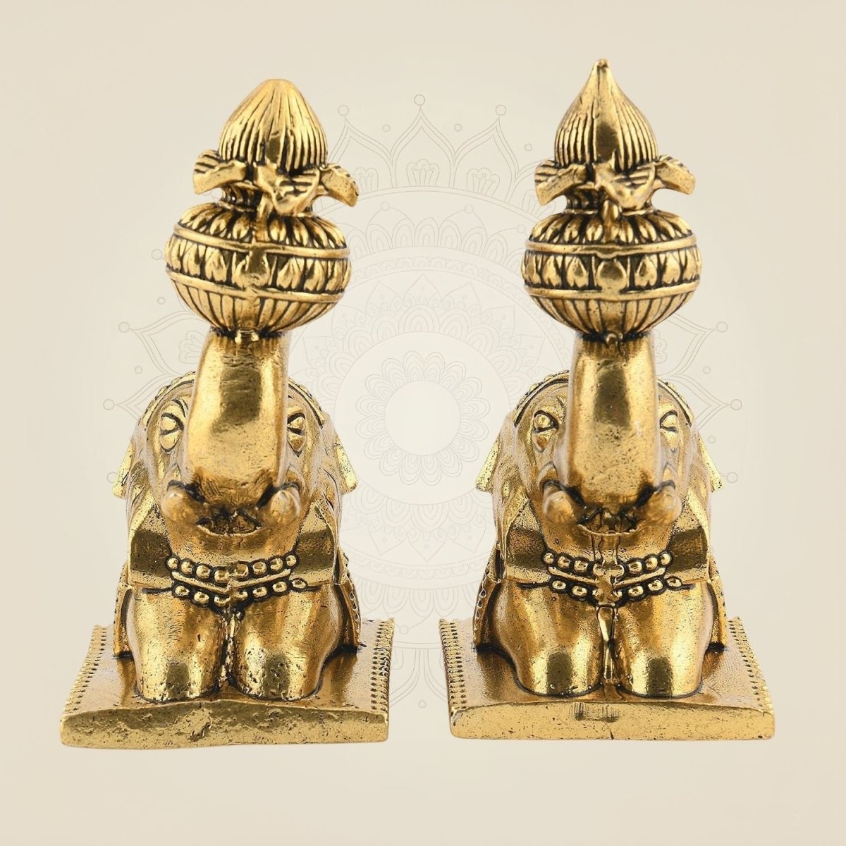Brass Elephant Pair 4" - Handcrafted Pure Brass Decor Figurines (Set of 2) - Luxeartisanship