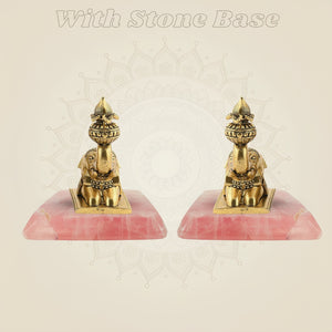 Brass Elephant Pair 4" - Handcrafted Pure Brass Decor Figurines (Set of 2) - Luxeartisanship