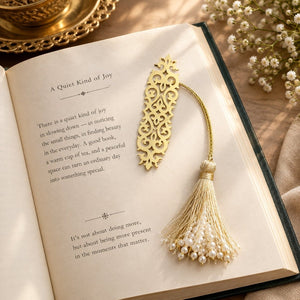 Brass Filigree Bookmark with Geometric Design