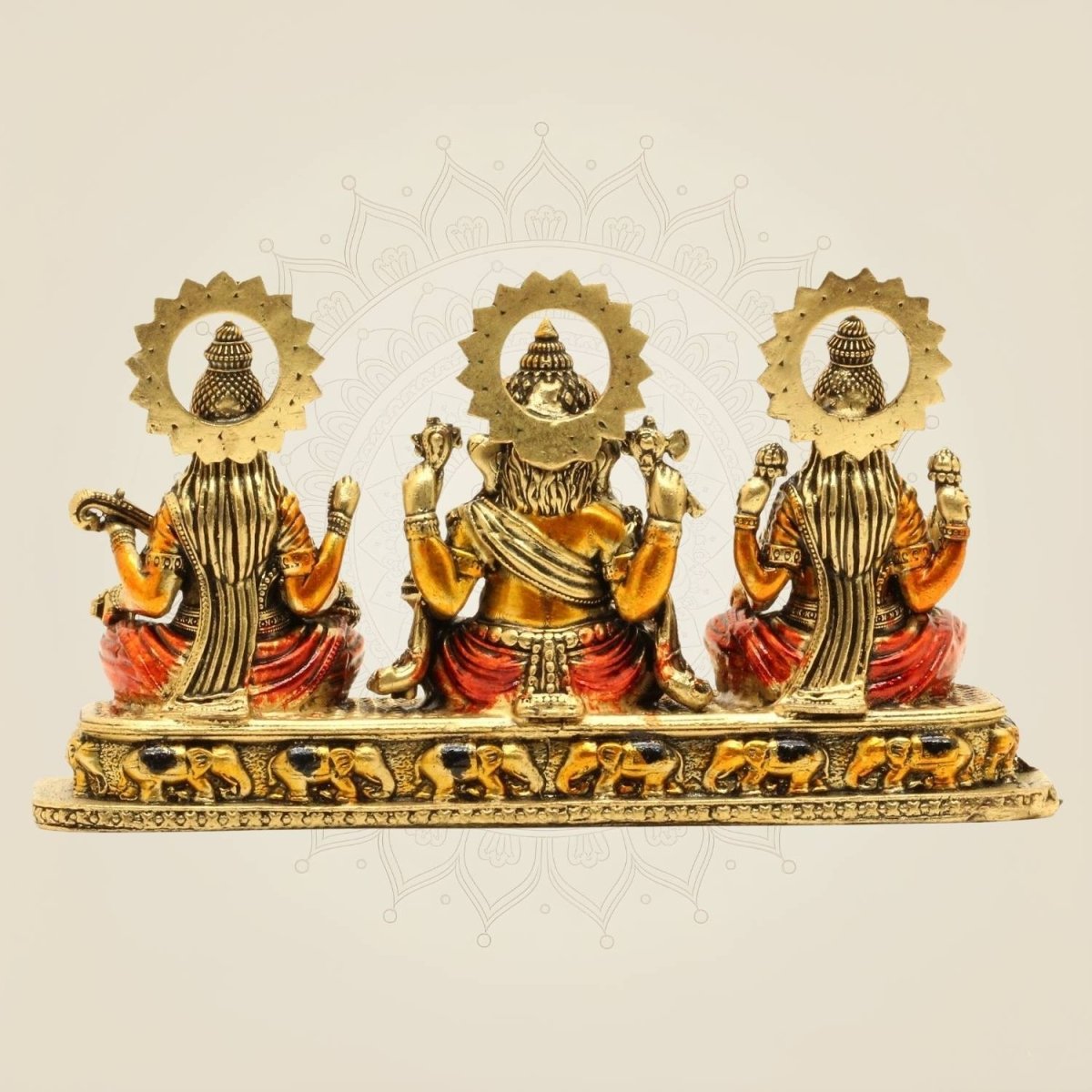 Brass Ganesh Lakshmi Saraswati Idol Set 4" - Luxeartisanship