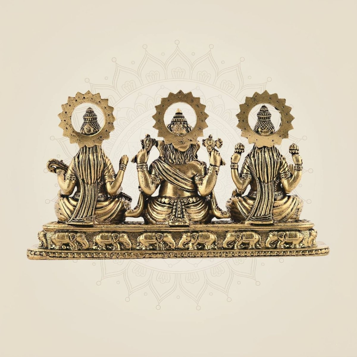 Brass Ganesh Lakshmi Saraswati Idol Set