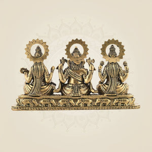 Brass Ganesh Lakshmi Saraswati Idol Set