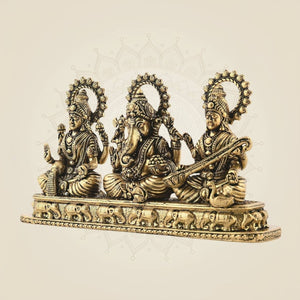 Brass Ganesh Lakshmi Saraswati Idol
