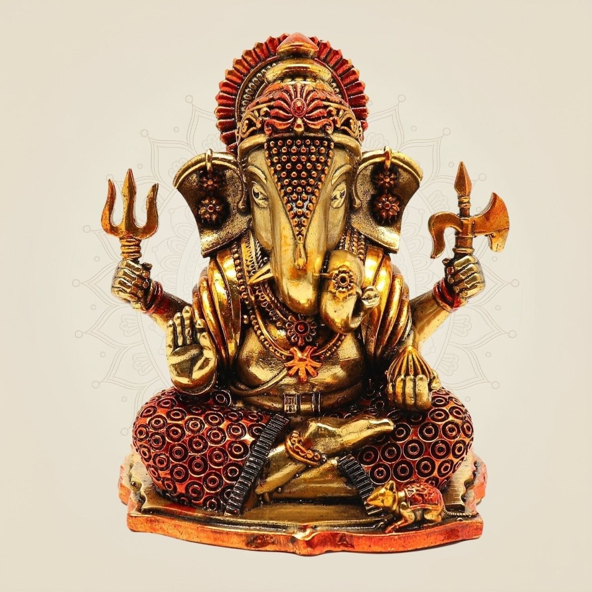 Brass Ganesha Colored Statue