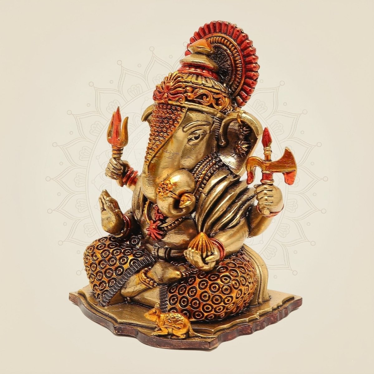 Seated Ganesha Brass Sculpture