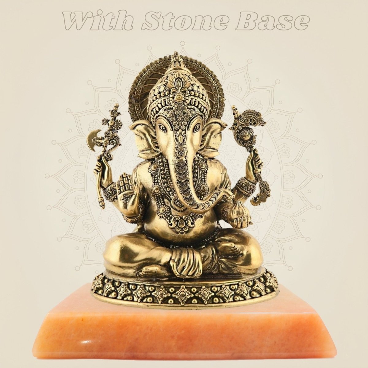 Brass Ganesha Idol 5" – Sitting Pose | Vighnaharta Statue for Goodness - Luxeartisanship