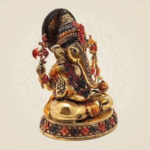 Brass Ganesha Idol handpainted