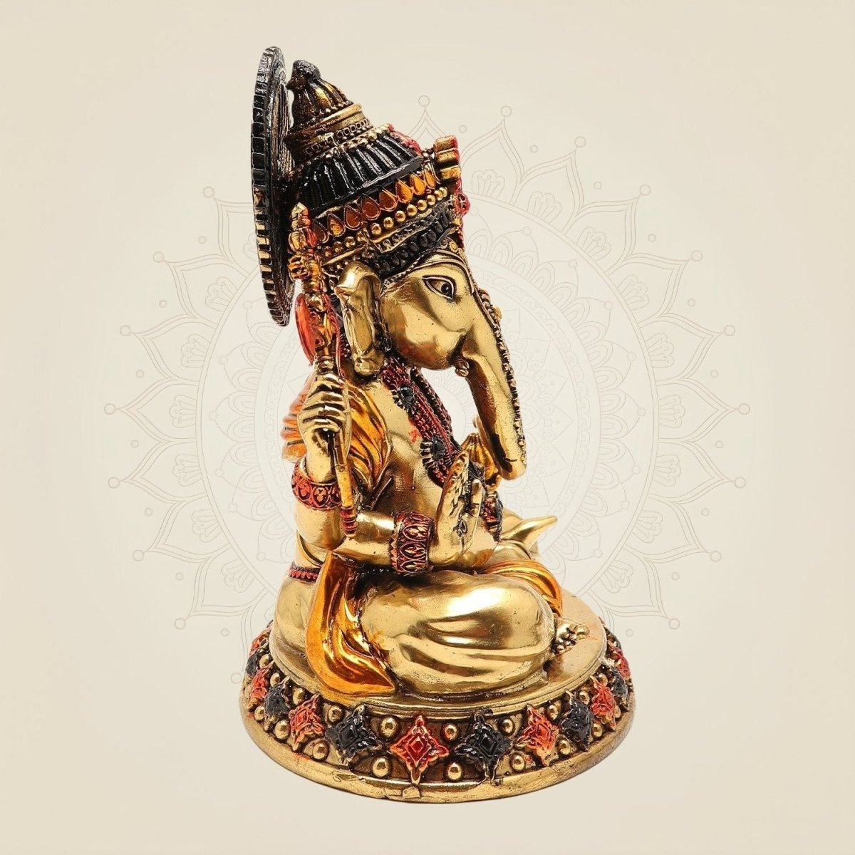 Brass Ganesha Idol 5.75" – Seated on Oval Base | Finely Handcrafted Art