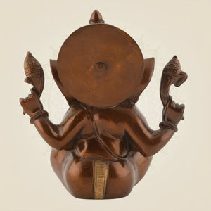 Brass Ganesha Enjoying Modak Statue