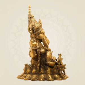 Brass Ganesha Idol – Handcrafted Decor for Mandir & Home 15.5" - Luxeartisanship