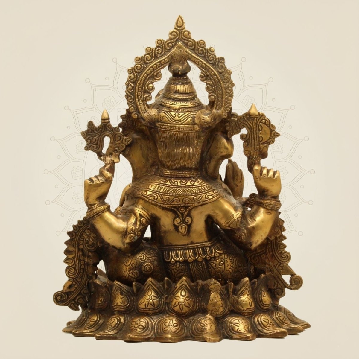 Brass Ganesha Idol – Handcrafted Decor for Mandir & Home 15.5" - Luxeartisanship