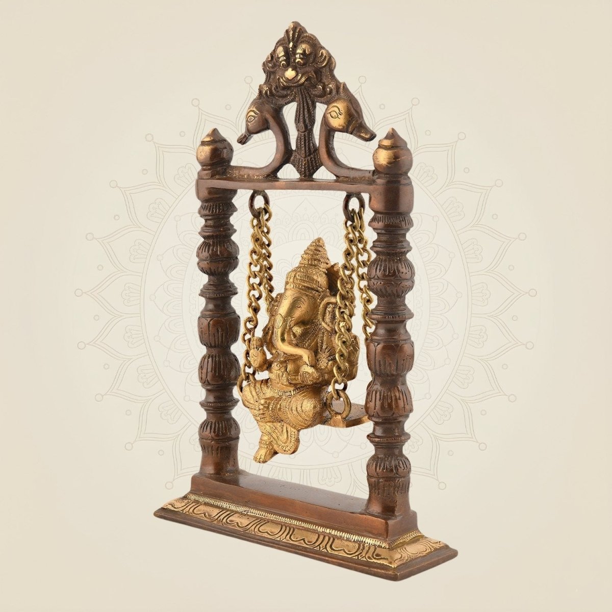 Brass Ganesha Idol on Swing 9"