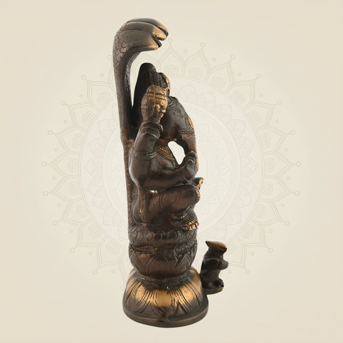 Brass Ganesha Seated on Sheshnaag