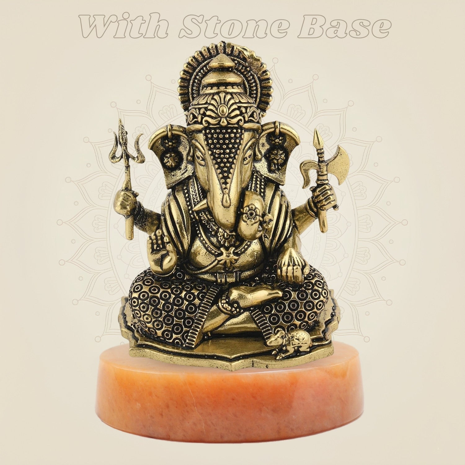 Brass Ganesha Murti with gemstone