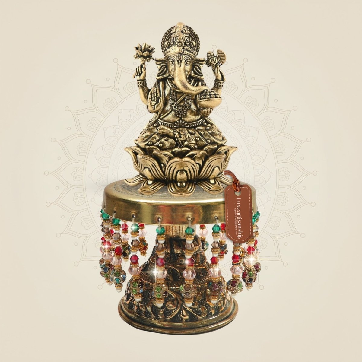 Brass Ganpati Idol on Chowki 7"– Divine Success Symbol - Luxeartisanship