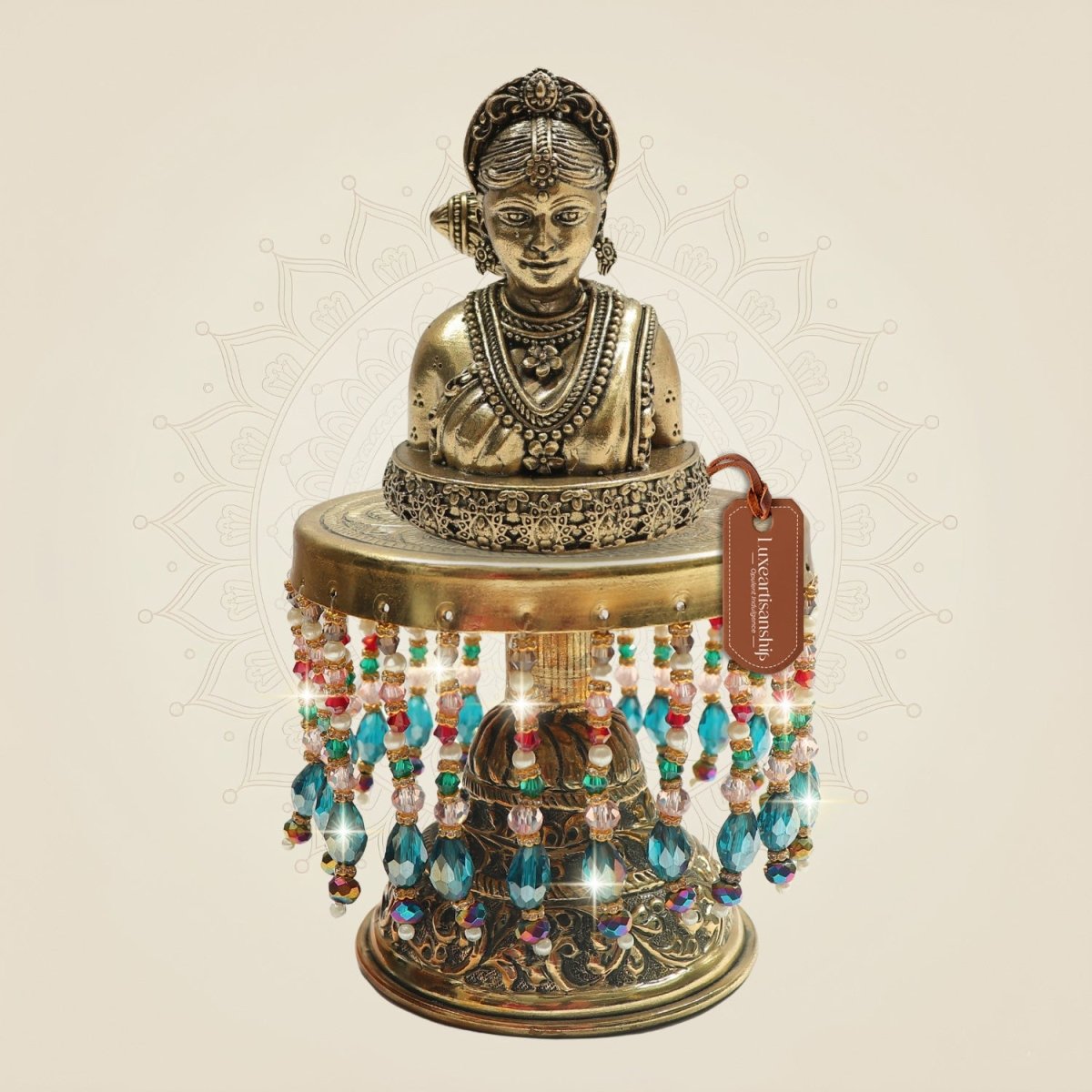 Brass Gauri Maa Idol on Chowki 7" Suitable for Everyday Worship - Luxeartisanship
