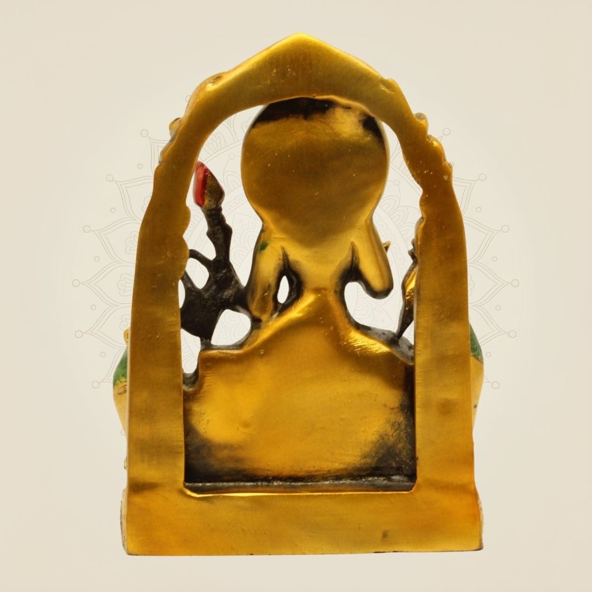 Brass Goddess Lakshmi Sculpture - Multicolor with Elephants