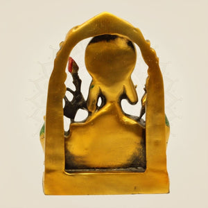 Brass Goddess Lakshmi Sculpture - Multicolor with Elephants