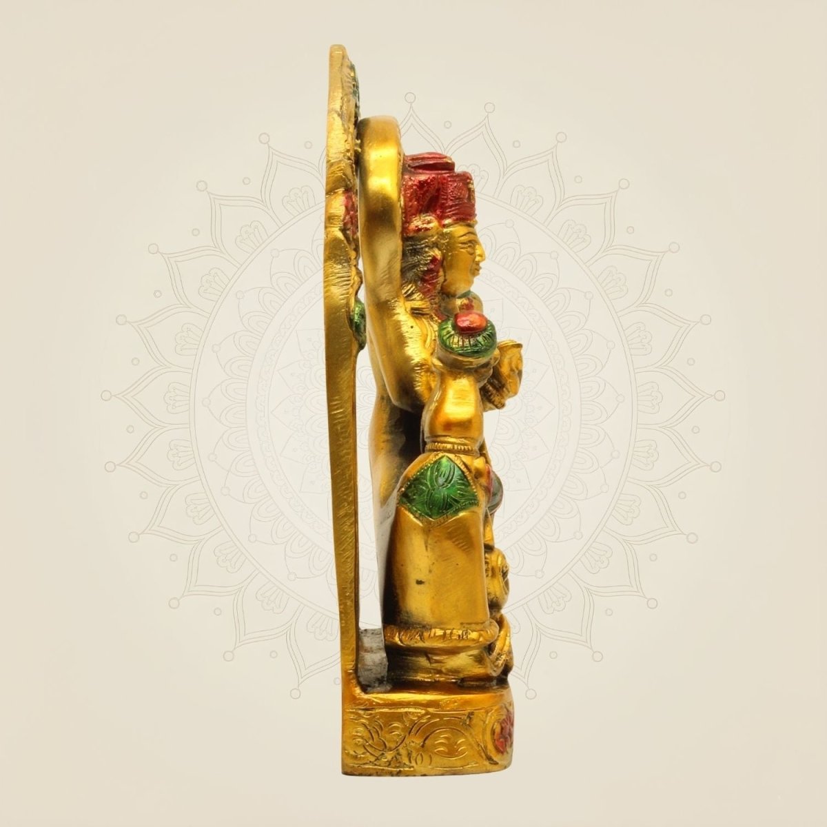 Brass Goddess Lakshmi Statue - Multicolor with Elephants