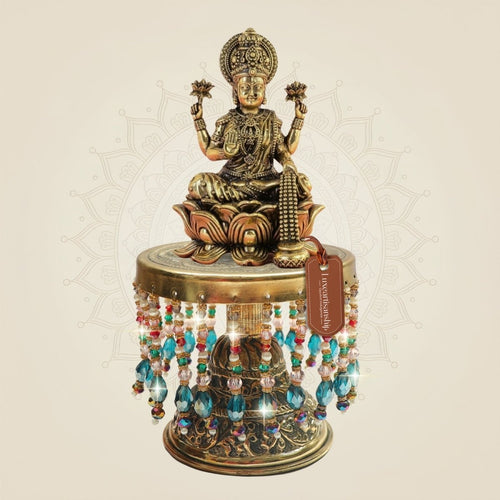 Brass Goddess Lakshmi Murti on Chowki Classic Style Structure 8.5"